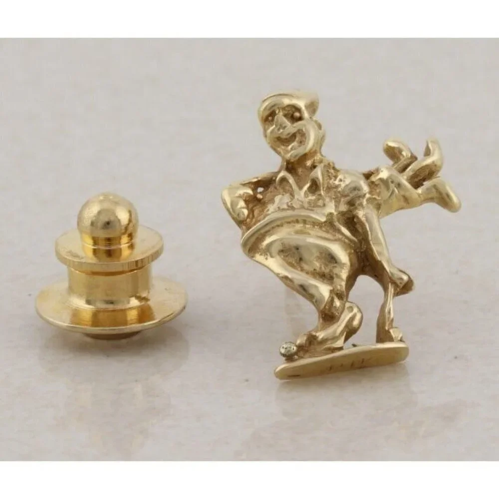 Mens 14k Yellow Gold Golf Tie Tack Lapel Pin Man Golf Bag